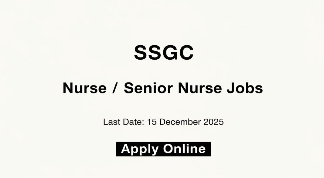 SSGC Nurse job advertisement poster with application details