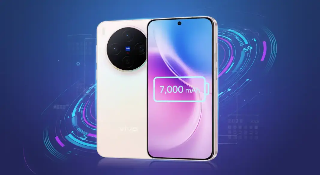 Vivo X300s concept phone with large battery icon and 2026 launch hint