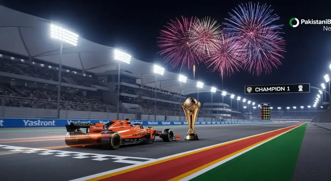 Lando Norris title-winning Formula 1 car at Yas Marina Circuit