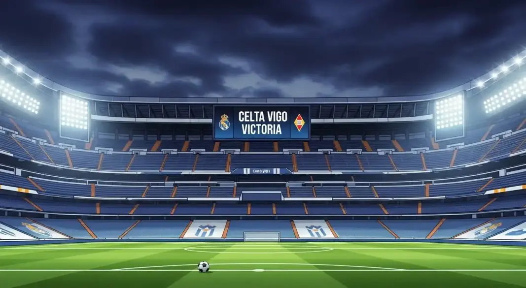 Scoreboard and Bernabeu stadium lights after Celta Vigo La Liga win over Real Madrid