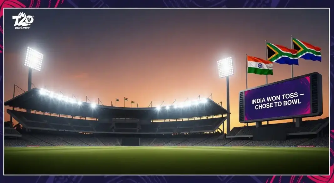 Cricket graphic showing India vs South Africa T20I lineup