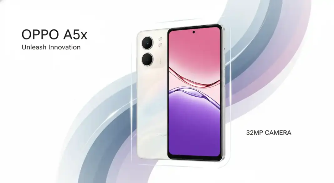 Oppo A5x smartphone showing display and camera features