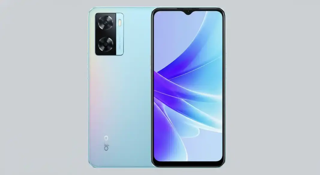 Oppo A77 smartphone front and back view