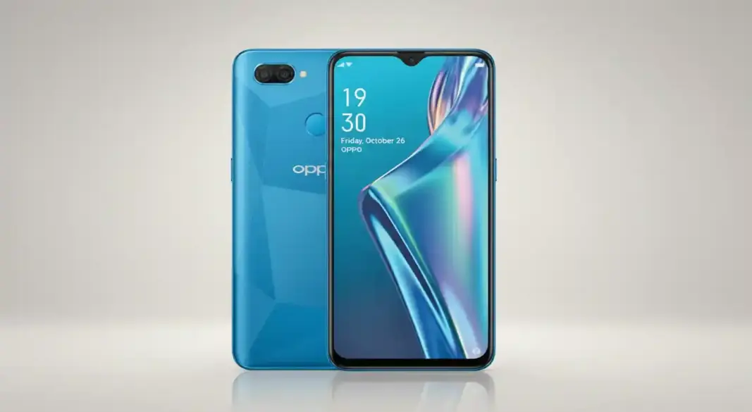 Oppo A12e smartphone back design on commercial background